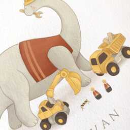 Personalised Original Hand-Drawn Dinosaur Apatosaurus Construction Children's Room Wall Art Print - thumbnail 2