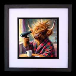 Funny Scottish Highland Cow Digital Wall Art Print, Room Decor - An Early Start Highlands - thumbnail 2
