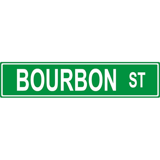 "Bourbon Street Sign - Metal Wall For People Who Love New Orleans & Mardi Gras Great Garage Decor Game Room Decor. Aluminum 4"" X 18"