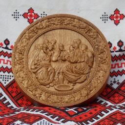 The Last Supper Wood Carving Religious Wall Art, Oak Icon Personalized, Tax Free - thumbnail 4