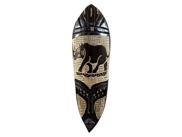Hand Carved African Wooden Mask Safari Animal Wall Decor - 17 Inches - image 1