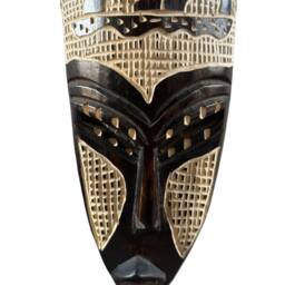 Hand Carved African Wooden Mask Safari Animal Wall Decor - 17 Inches - thumbnail 2