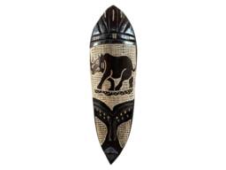 Hand Carved African Wooden Mask Safari Animal Wall Decor - 17 Inches - thumbnail 1