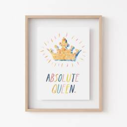 Absolute Queen Crown Print - Marbled Collage Watercolour Art Wall Home Decor Eco Friendly Plastic Free Gift A5 Or A4 - thumbnail 2
