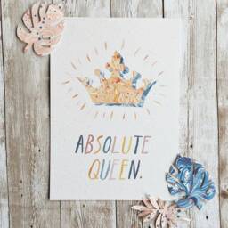 Absolute Queen Crown Print - Marbled Collage Watercolour Art Wall Home Decor Eco Friendly Plastic Free Gift A5 Or A4 - thumbnail 3
