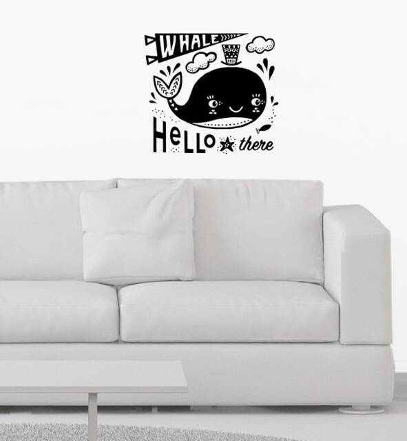 Whale Hello There Wall Sticker Decal - Quotes, Decals, Words, Inspiration, Decor, Family