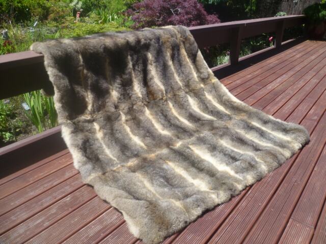 New Zealand Possum Natural Grey Fur King Single Bedspread/Throw - image 1