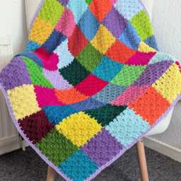 Crochet Blanket, Vintage Throw Retro Granny Square Blanket Throw, Vintage Afghan Patchwork Crochet - thumbnail 4