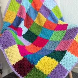 Crochet Blanket, Vintage Throw Retro Granny Square Blanket Throw, Vintage Afghan Patchwork Crochet - thumbnail 2