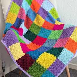 Crochet Blanket, Vintage Throw Retro Granny Square Blanket Throw, Vintage Afghan Patchwork Crochet - thumbnail 3