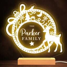 Christmas Bauble With A Deer Family Name Personalised Gift Lamp Night Light - thumbnail 1