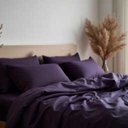 Deep Purple Sateen Bedding Set 1 Duvet Cover & 2 Pillowcases Cotton Satin Comforter - thumbnail 3