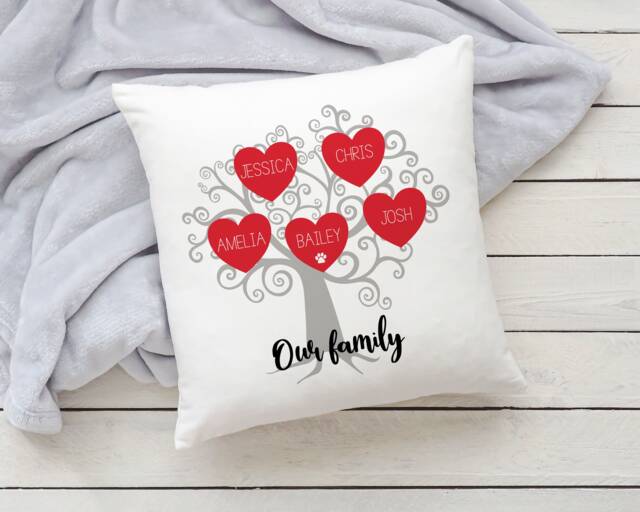 Family Tree Cushion - Personalised Gift New Home Grandparents Mum & Dad - image 1