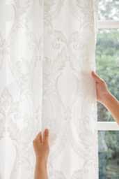 Jacquard White Design Voile Sheer Curtains Custom Curtain Made To Measure