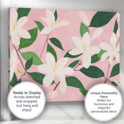 Blush Pink Jasmine Blossom Botanical Floral Pattern Canvas Wall Art Print Decor Picture Ready To Hang - thumbnail 3