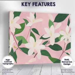 Blush Pink Jasmine Blossom Botanical Floral Pattern Canvas Wall Art Print Decor Picture Ready To Hang - thumbnail 1