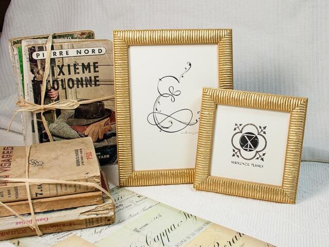 4x6 Inch Gold Frame Round-Ribbed Design /Golden Wedding/Anniversary/Bridesmaids Gift/Office Desktop Deluxe Photo Inches - image 1