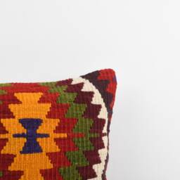 Handmade Turkish Kilim Pillow Boho Throw Pillow Cover - 16x16 - thumbnail 3