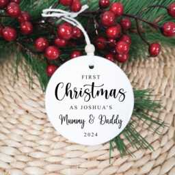 First Christmas As Parents Mummy Daddy - Tree Decoration, New Xmas Gift, Baby, Personalised Ceramic Bauble Style5 - thumbnail 3