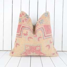 Turkish Kilim Pillow Cover - 20x20 Inch Vintage Anatolian Home Decor - thumbnail 1