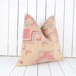 Turkish Kilim Pillow Cover - 20x20 Inch Vintage Anatolian Home Decor - thumbnail 3