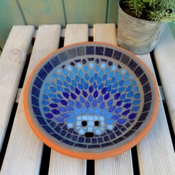 Moonlight Hedgehog Mosaic Garden Yard Bird Water Bath Ornament Decoration 25cm - thumbnail 2