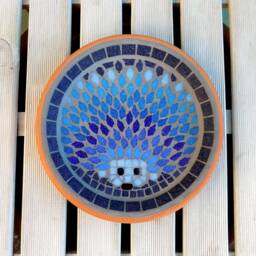 Moonlight Hedgehog Mosaic Garden Yard Bird Water Bath Ornament Decoration 25cm - thumbnail 3