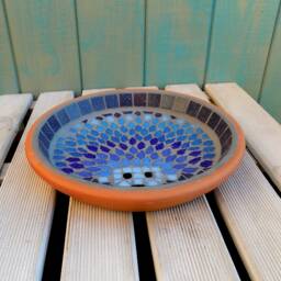 Moonlight Hedgehog Mosaic Garden Yard Bird Water Bath Ornament Decoration 25cm - thumbnail 4