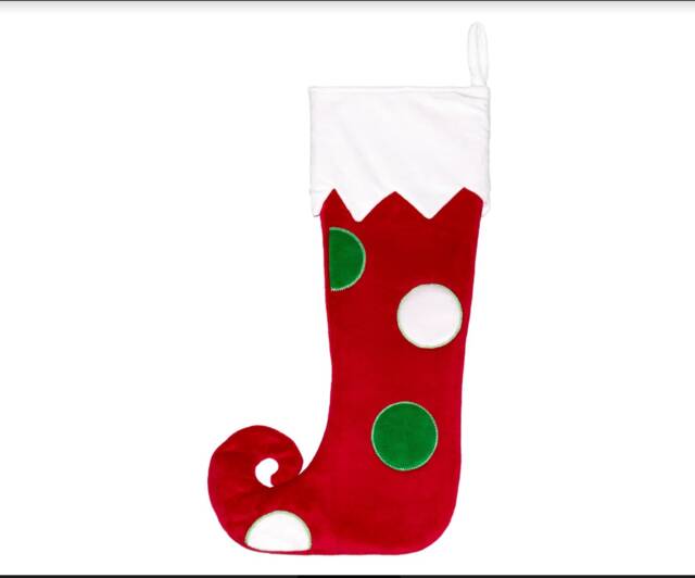 Personalised Spotty Elf Toe Christmas Stocking Embroidered Name Fun Festive Fireplace Decor - image 1