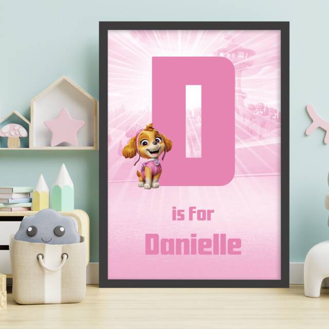 Paw Patrol Print - Skye Letter & Name Personalised Poster Wall Art - image 1