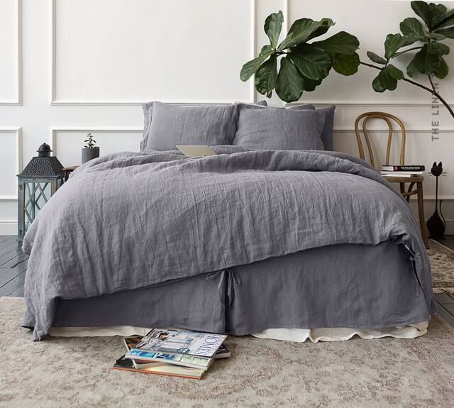 Charcoal Grey Linen Comforter Cover - Dusty Doona -Light Full/Double /Queen/King Size Duvet- Various Sizes - image 1