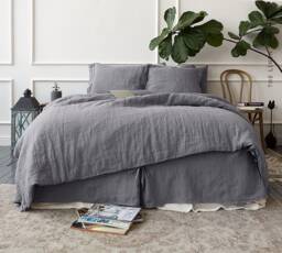 Charcoal Grey Linen Comforter Cover - Dusty Doona -Light Full/Double /Queen/King Size Duvet- Various Sizes - thumbnail 1