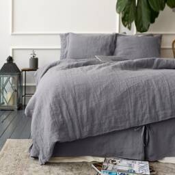 Charcoal Grey Linen Comforter Cover - Dusty Doona -Light Full/Double /Queen/King Size Duvet- Various Sizes - thumbnail 3