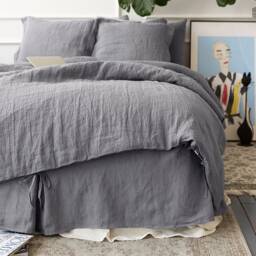 Charcoal Grey Linen Comforter Cover - Dusty Doona -Light Full/Double /Queen/King Size Duvet- Various Sizes - thumbnail 2