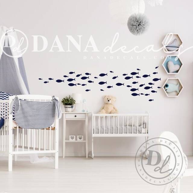 Large School Of Simple Fish - Wall Decal Custom Vinyl Art Stickers - image 1