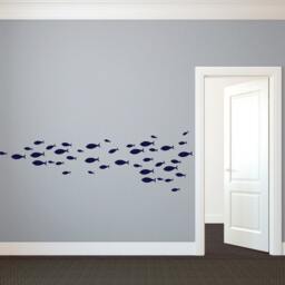 Large School Of Simple Fish - Wall Decal Custom Vinyl Art Stickers - thumbnail 2