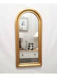 Arch Design Gold Gilt Leaf Wall Mirror French Vintage Antique Plain Round Top 72x34cm Bedroom Bathroom Hallway Modern Home Interior - thumbnail 1