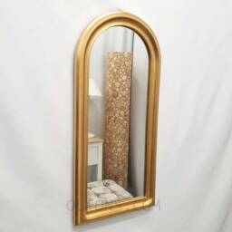 Arch Design Gold Gilt Leaf Wall Mirror French Vintage Antique Plain Round Top 72x34cm Bedroom Bathroom Hallway Modern Home Interior - thumbnail 2