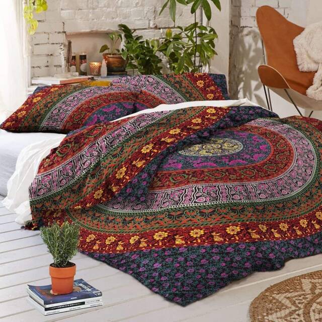 Bohemian Mandala Queen Duvet Cover Set Indian Tapestry Bedding - image 1