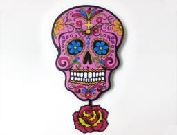 Pink Sugar Skull - Day Of The Dead -Dia De Los Muertos Calavera Pendulum Wall Clock
