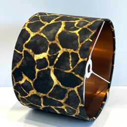 Handmade By Order Luxury Black Gold Stones Lava Abstract Geometric Pattern Drum Velvet Lamp Shade Pendant Light All Shapes Sizes - thumbnail 3