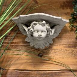 stone Garden Cherub With Wings Wall Plaque Hanging Scone Shelf Ornament - thumbnail 2