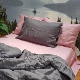 Grey Linen Bedding Set - Natural Bedding Organic Linen Sheets Full Size King Queen - thumbnail 3