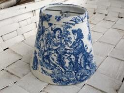 French Toile Chandelier Lampshades Cornflower Blue & White - thumbnail 1