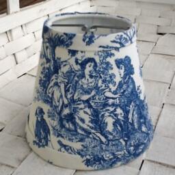 French Toile Chandelier Lampshades Cornflower Blue & White - thumbnail 3