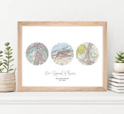 Personalised Favourite UK Locations Map Print Home Os Maps Housewarming Journey Frame Keepsake Places Homeowner Circle Shape - thumbnail 1
