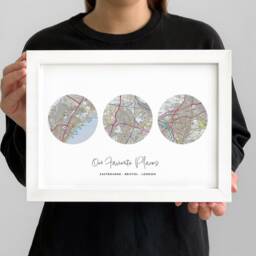 Personalised Favourite UK Locations Map Print Home Os Maps Housewarming Journey Frame Keepsake Places Homeowner Circle Shape - thumbnail 2