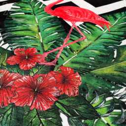 Cushion Cover With Pink Flamingo & Leaves & Black Zig Zag - Double Sided Printing Throw Pillow On The Chenille Different Sizes - thumbnail 2