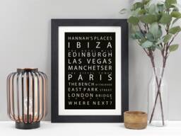 Custom Bucket List Print - Personalised Countries & Destinations Visited Travel Gift For Wanderlust Va042 - thumbnail 1
