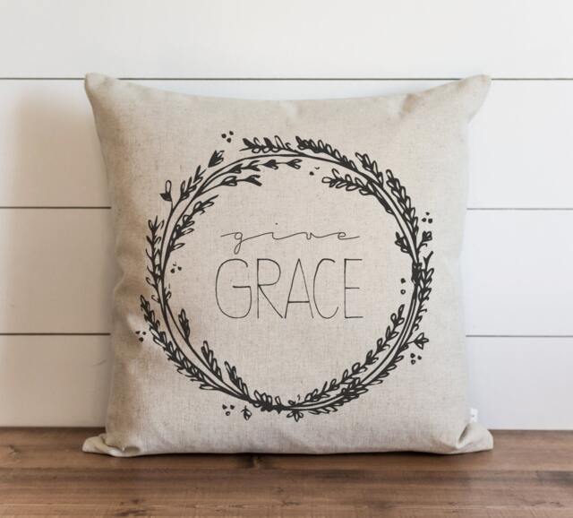 Give Grace 20 X Pillow Cover // Everyday Faith Throw Gift Accent - image 1